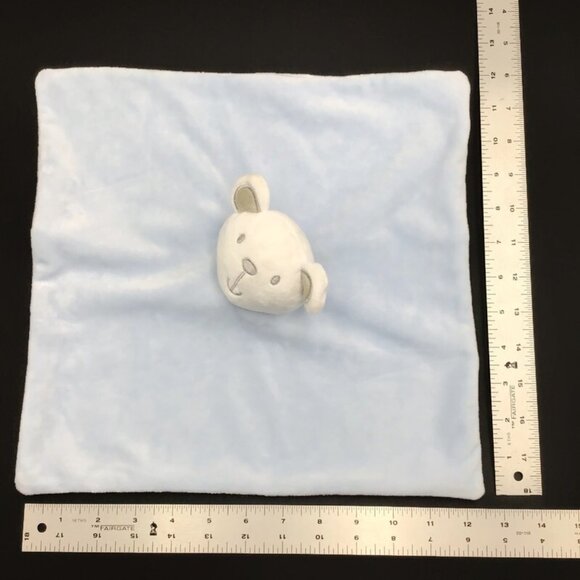 Primark Bear Baby Lovey White Blue Plush Stars Soft Security Blanket Boy 12x12 - Picture 4 of 6